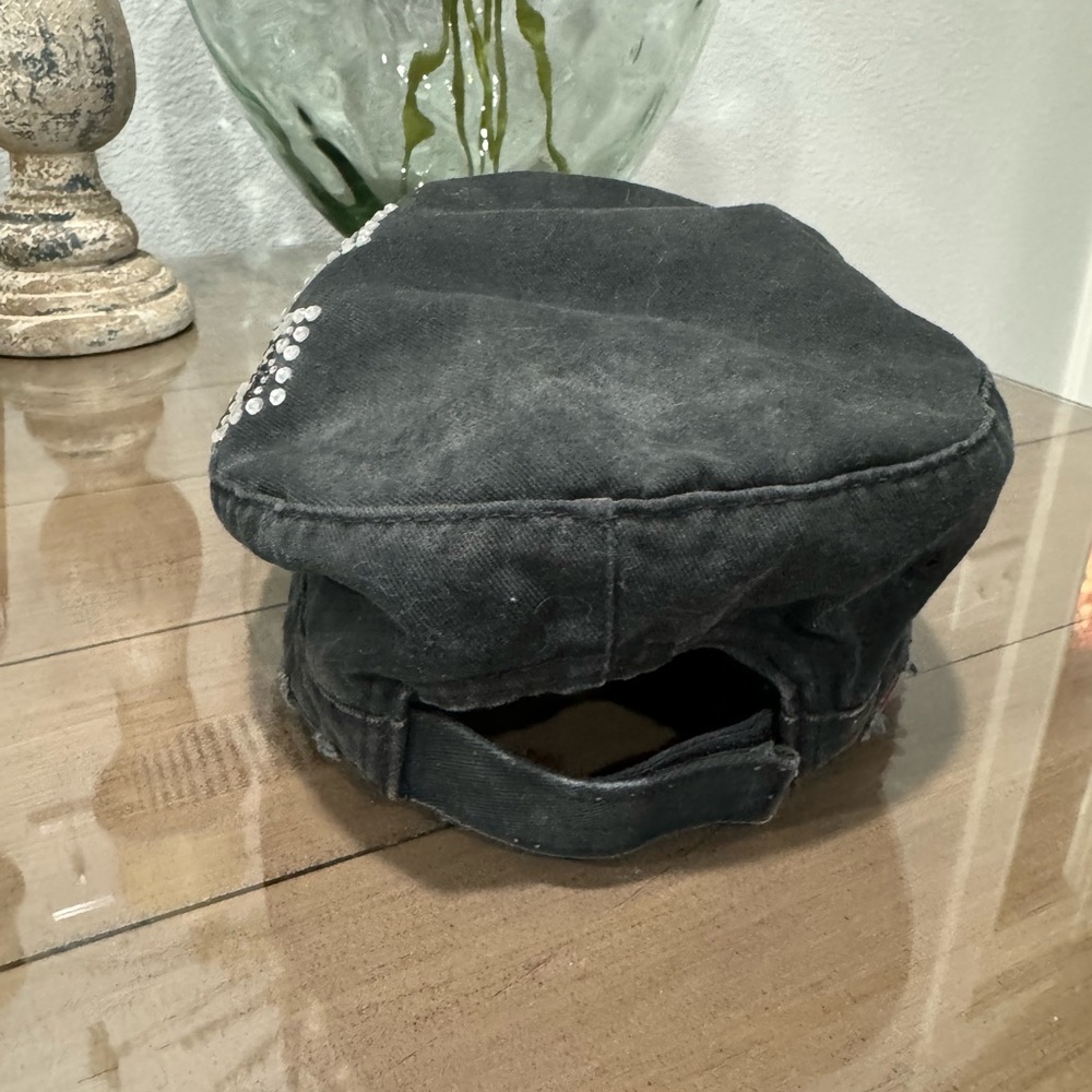 Black Cap with Rhinestone Design - Picture 4 of 5